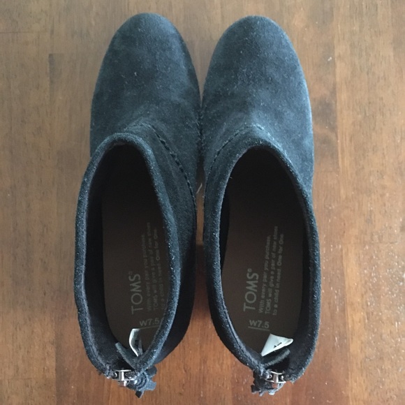 Toms Leila Bootie Suede Black Size 7.5 - Picture 4 of 7